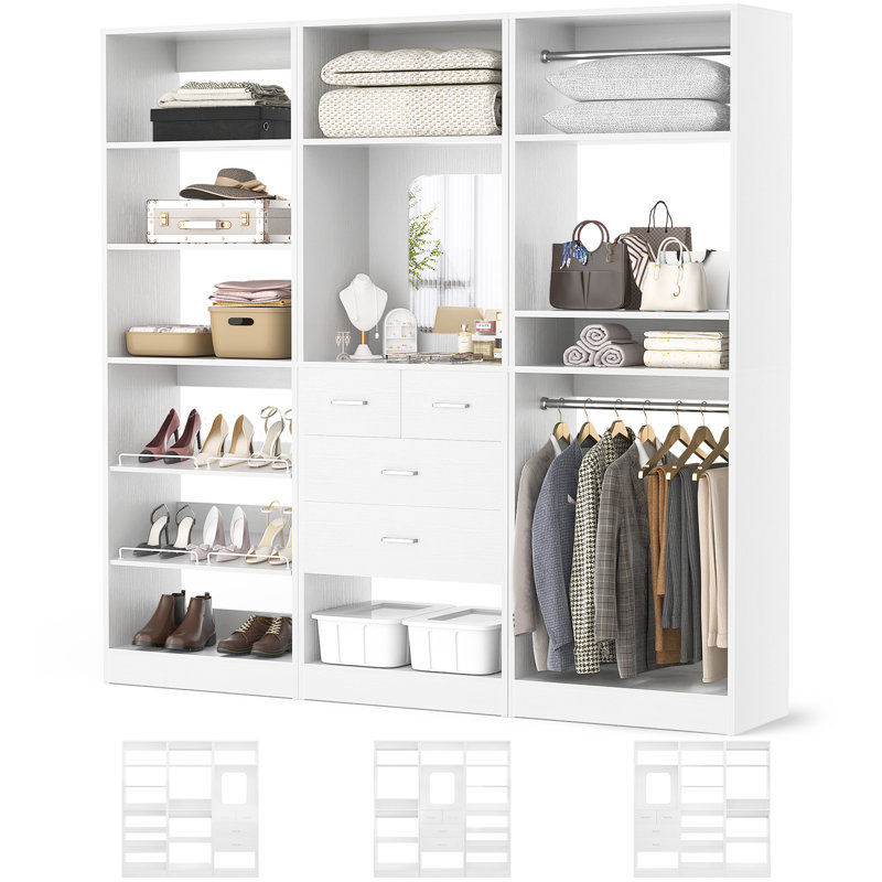 Latitude Run® Danniele Freestanding Closet System with Mirror and